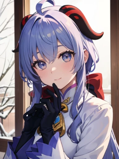 (masterpiece), (highest quality) , super detailed, shine, shine光, ray tracing, Depth of the bounds written, (perfect face, detailed face, fine eyes,perfect hands :0.7),(8k),super realistic face,ray tracing,perfect lighting,highest quality, super detailed, shine目, (looking at the viewer,smile:1.1), ((1 girl)), (mature woman:1.4), Ganyu, Ganyu,Snowy countryside, winter landscape, Winter coats, long coat, beautiful ,winter boots, gloves, smile, beauty of nature, purple hair, shine青い目, detailed facial features, rosy cheeks, (優しいsmile), ice breath, ピンクとwinter landscape, snowflakes falling quietly, Crisp winter air, quiet and peaceful, Calm atmosphere, Traces of footprints,winter wonderland, untouched nature, Soft and fluffy snow, clear blue sky, sunlight filtering through the foliage, Exquisite shadows,
