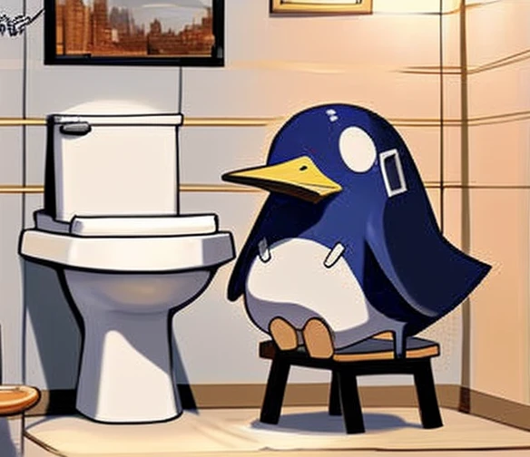 2024: Black Prinny sitting at Toilet in Bathroom, Style of Hellper 