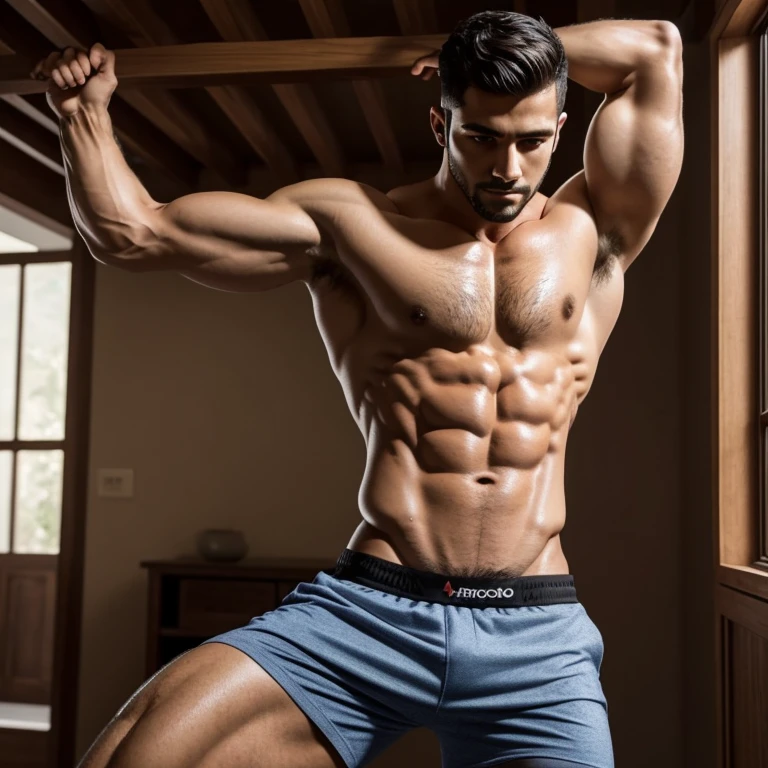 sudoroso abs, en tanga, hermoso cuerpo guapo, cuerpo atractivo, model with cuerpo atractivo, fuertes rasgos masculinos, con abdominales, hombre guapo, cuerpo perfecto, modelo de fitness, en tanga, sexy masculino, peludo, ropa interior, wet , sudoroso, 1 hombre, dynamic lighting