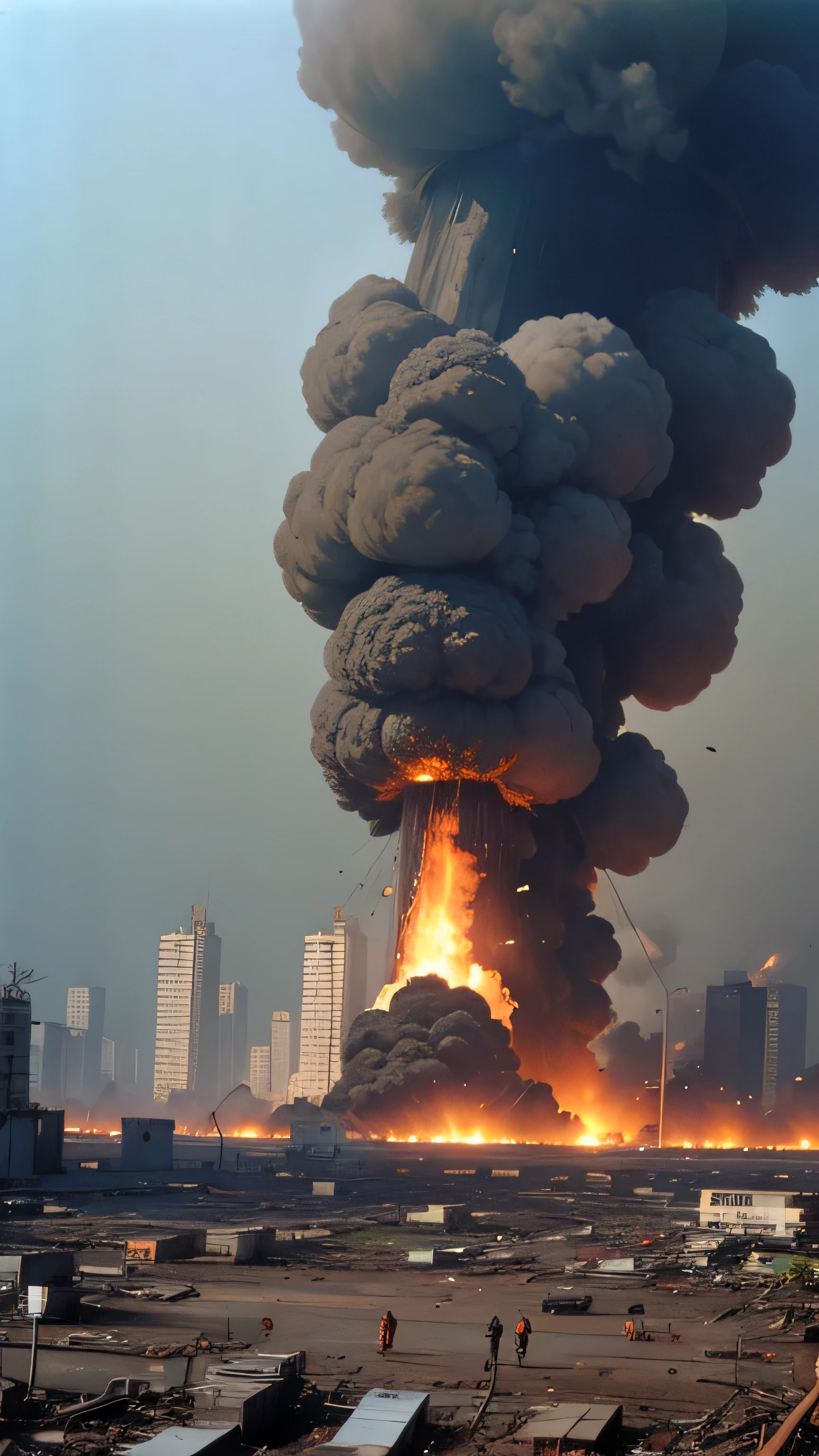 New York City being bombed by Japan forces