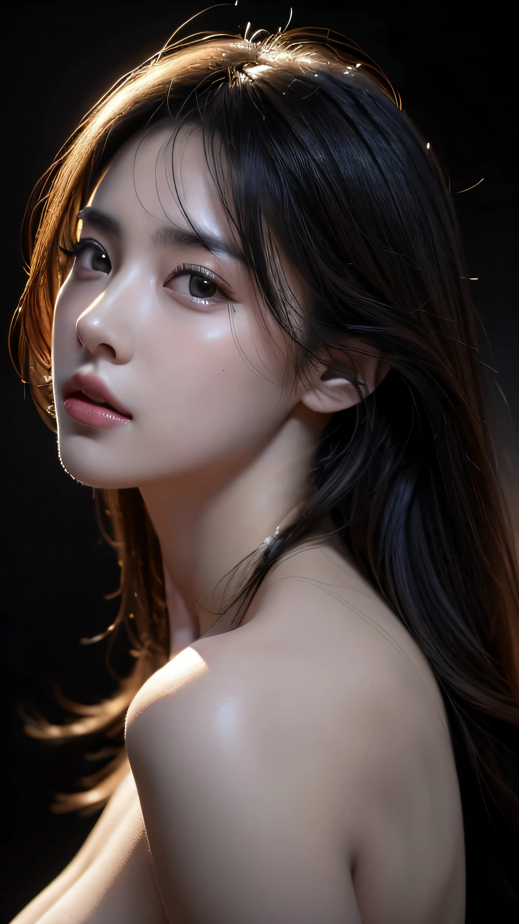 masterpiece, best quality, illustration, Super detailed, fine details, high resolution, 8k wallpaper, Perfect dynamic composition, Beautiful and delicate eyes , Open mouse, Sexy face,There is a feeling of ecstasy on the face,Facing the peak of sexual arousal, looking at the audience, ((dark background)), mark demstead style