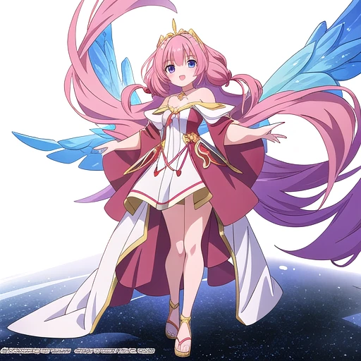 white background, (Best quality, anime, Anime Art Style:1.2) , Young girls, fantasy outfit, full body, cocktail dress,