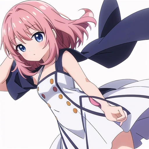 (((white background))), (Best quality, anime, Anime Art Style:1.2) , Young girls, full body, dress,