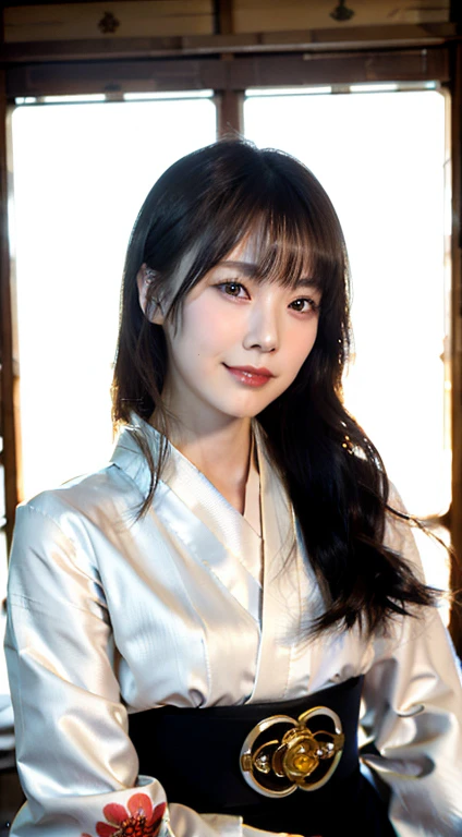 ((highest quality, 8K, masterpiece: 1.3)), sharp focus: 1.2, (super beautiful face: 1.0), (Slender abs beauty: 1.0), (shiny skin: 1.0), realistic pictures, black hair, Natural skin texture,Human skin close up, The skin has a golden tone and looks healthy.,Use natural light and color,28 years old, High resolution eyes and face, video writing, (cowboy shot: 1.3), (kimono, Similarly, heart: 1.4), (cute japanese actress), Originally, traditional kimono, Happy, looking at the audience, front,freckles,crying bokuro,smile