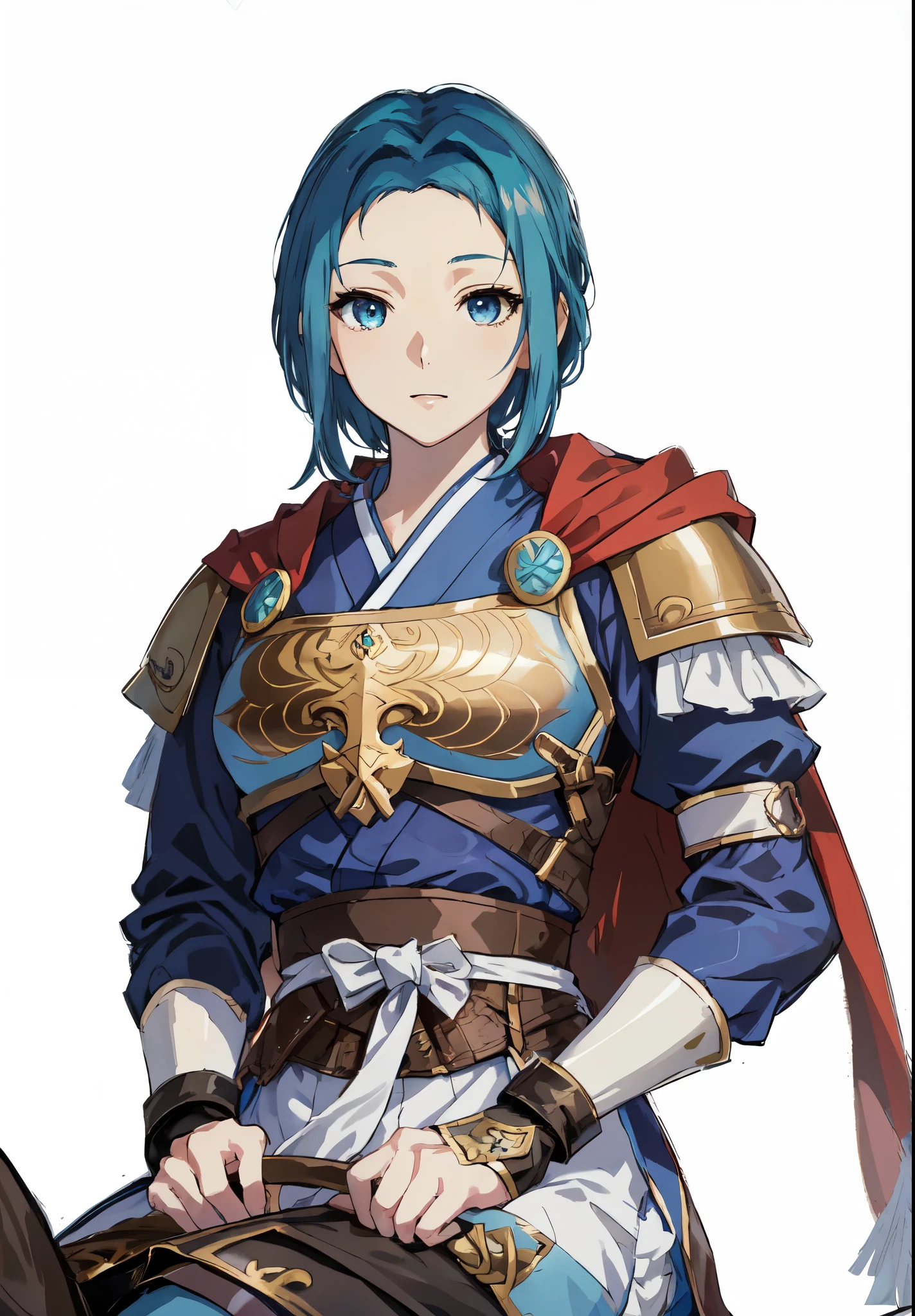 Anime girl with blue hair and blue eyes sitting on horseback, I am the point, Clear cosplay portrait, Zodiac Girl Knight Portrait, portrait knight woman, woman with blue short hair, Portrait of an anime heroine, Fire Emblem Lucina, official art, sky blue, official character art, Ayaka original god impact, heroine 👀 :8, yun ling