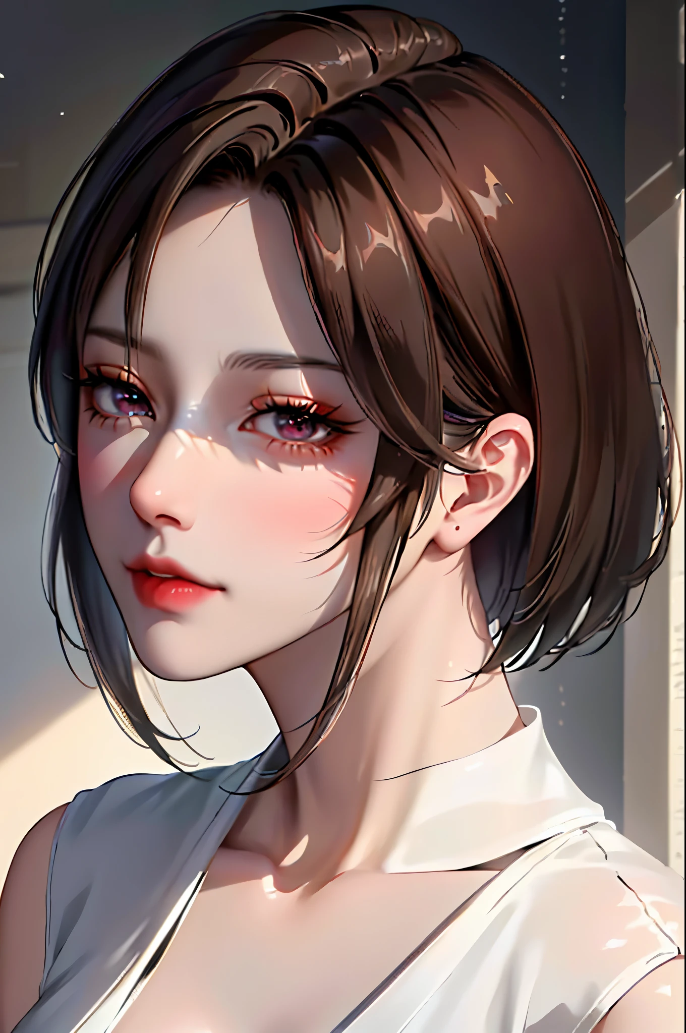 (Representative works: 1.3), (8K, realistic, RAW photo, best image quality: 1.4), (30 year old mature woman),small face, beautiful face, (realistic face),no makeup、natural makeup、light makeup、 (Dark brown, short hair: 1.3), beautiful hairstyle, realistic eyes, detailed and beautiful eyes, (realistic肌), beautiful skin, (sweater),、Bust A cup、 confused, charm, 超High resolution, Super realistic, High resolution, golden ratio, ff tifa