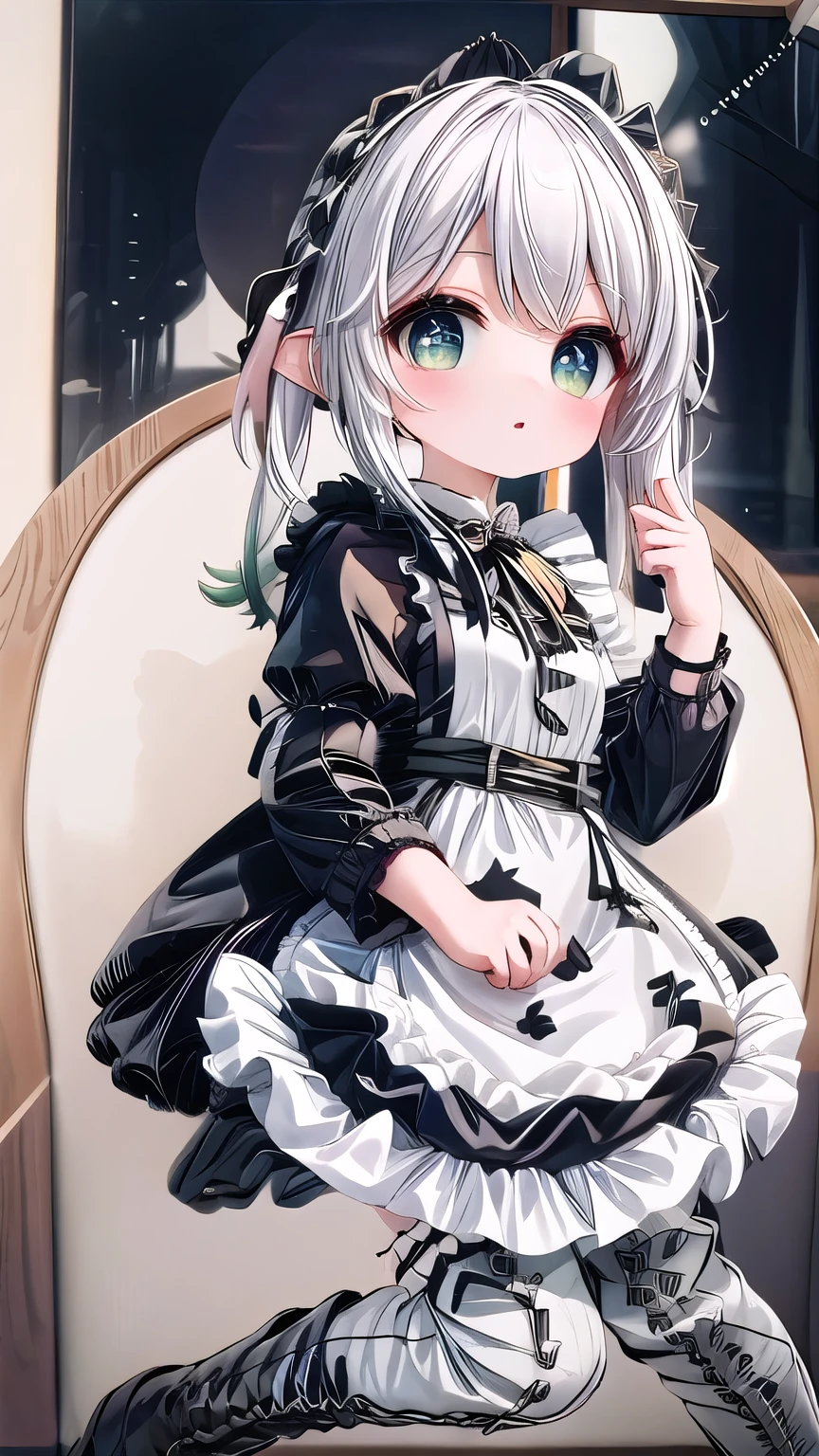 white hair，****，Nasida，maid outfit