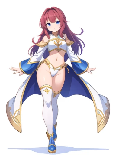 solo, female, crop top, ((( white background))), character focus, fantasy outfit, standing, character design, full body, leotard,