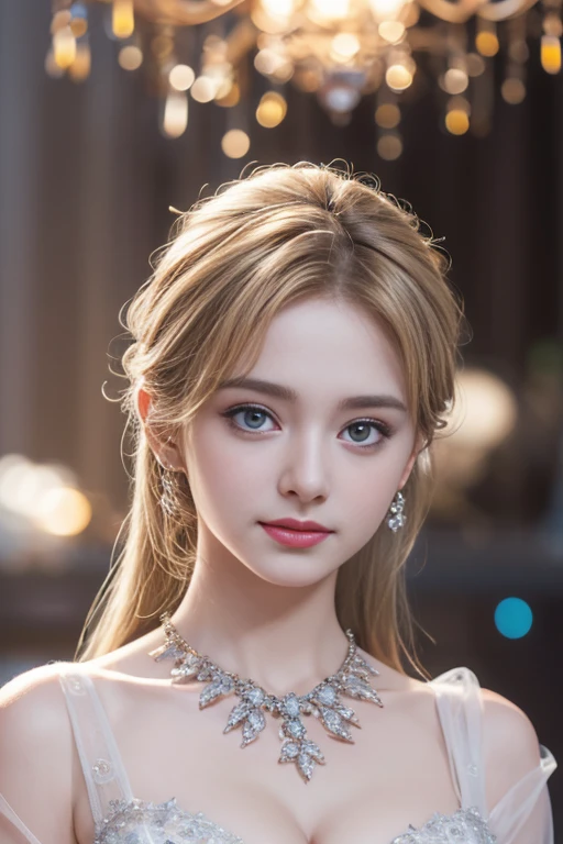 (Surreal), (illustration), (Increase resolution), (8K), (Very detailed), (Best illustration), (Beautiful and delicate eyes), (best quality), (Super detailed), (masterpiece ), ( wallpaper), (Detailed face) fine details, Detailed face,sharp vision, Pointed face, Small lips half-opened, purebred face_v1,beautiful breast balls,Shoulder strap slipped off,Deep cleavage,beautiful breasts,