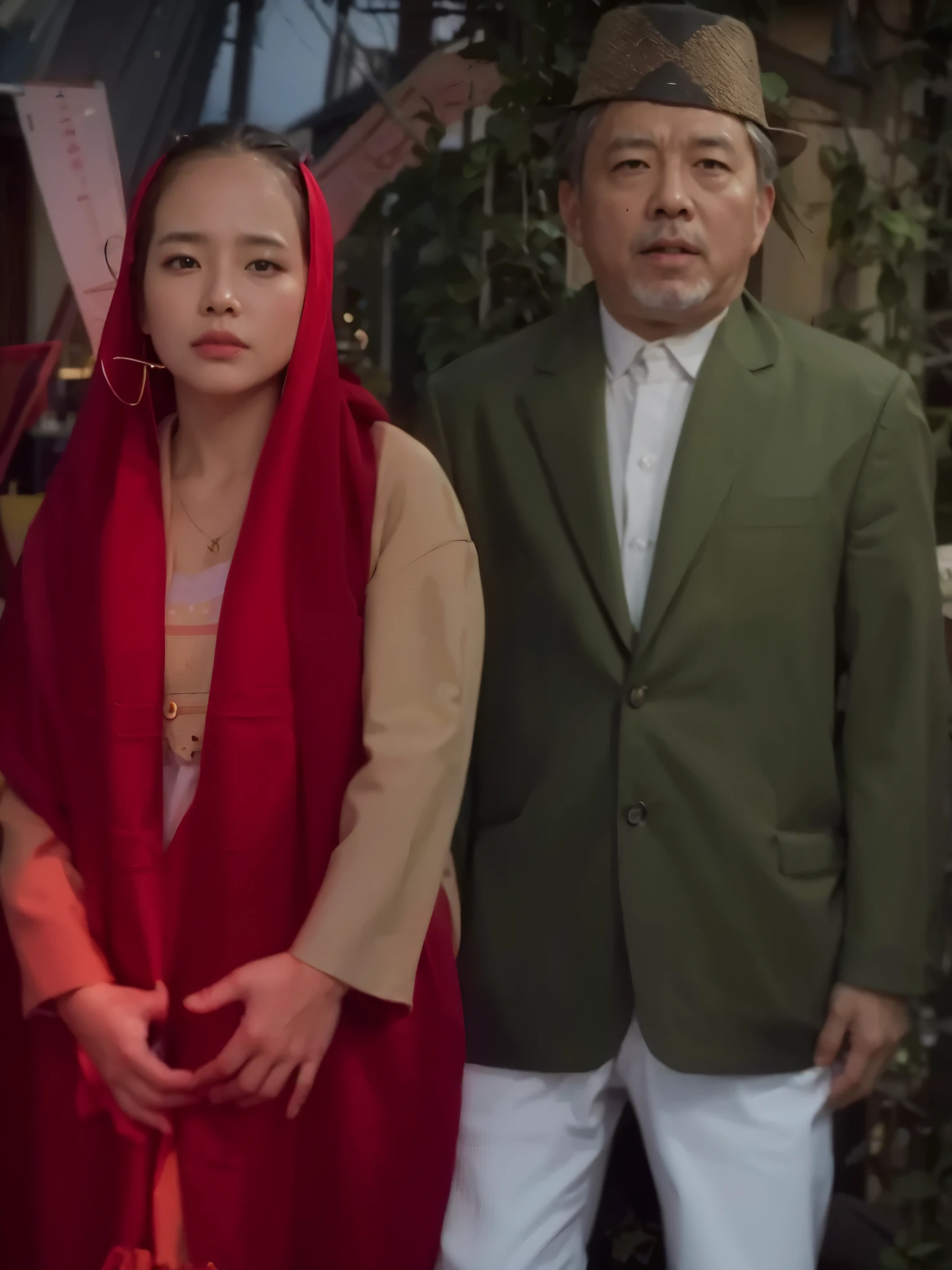 A Korean woman with an old indian man