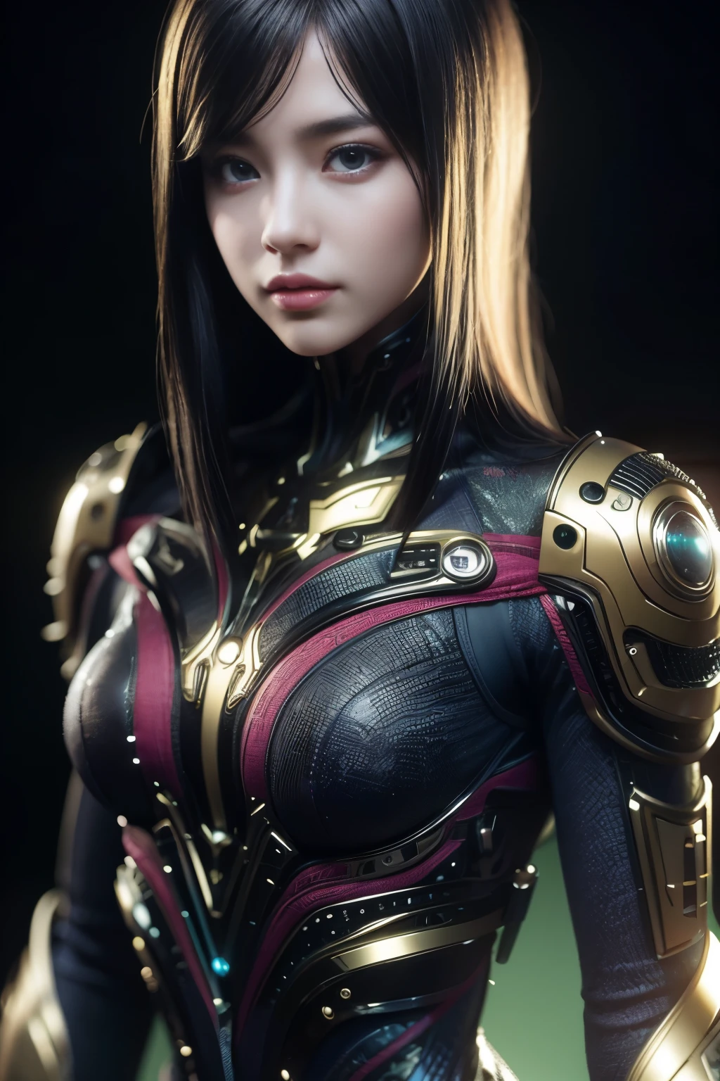 (high quality), (masterpiece), (detailed), 8K
(high quality), (masterpiece), (detailed), 8K, Hyper-realistic portrayal of a futuristic (1girl1.2), Japanese character. Meticulous details bring the character to life in this visually stunning composition, showcasing the seamless blend of tradition and innovation. Trending on Artstation.