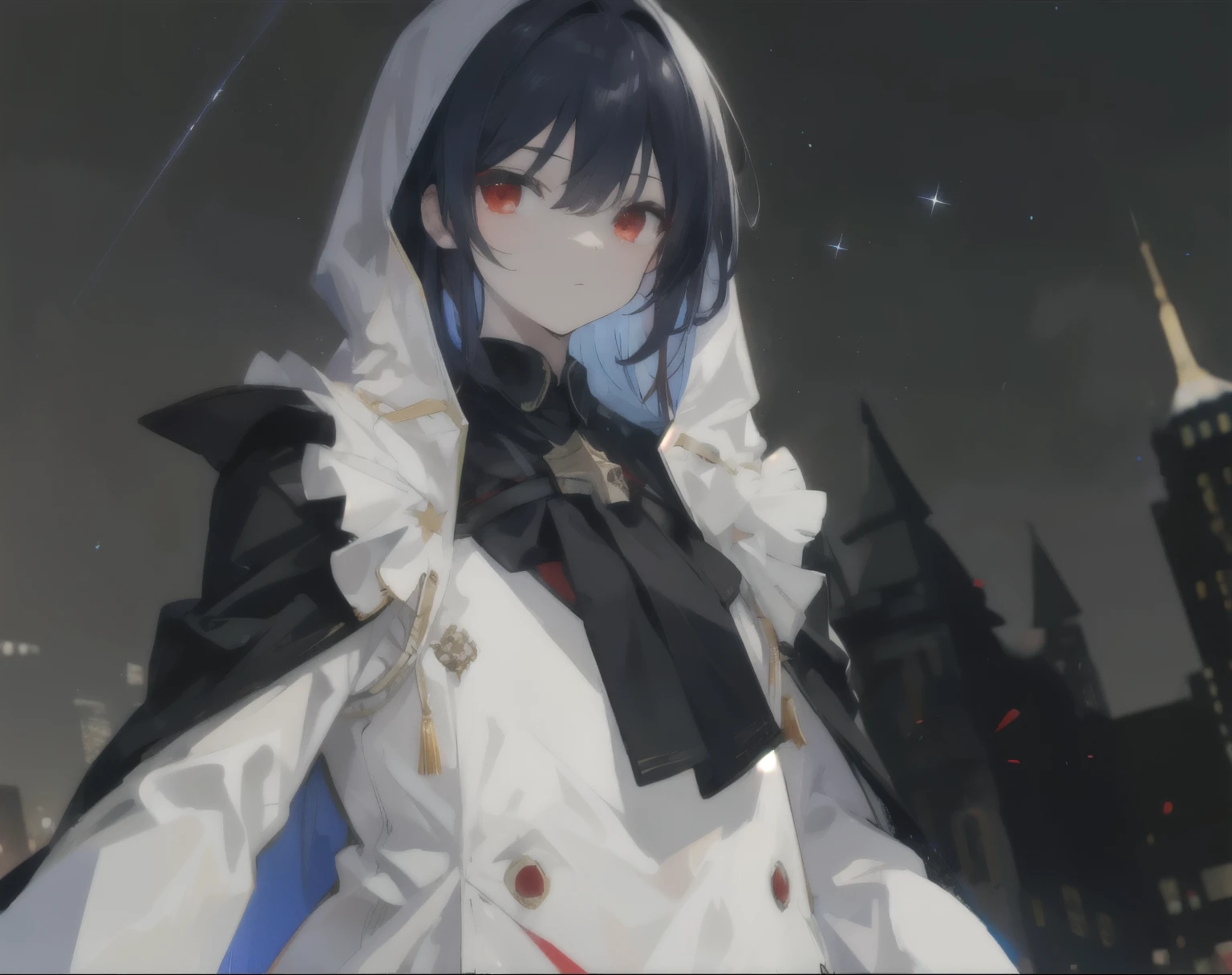 red eyes,night sky,Stars,meteor