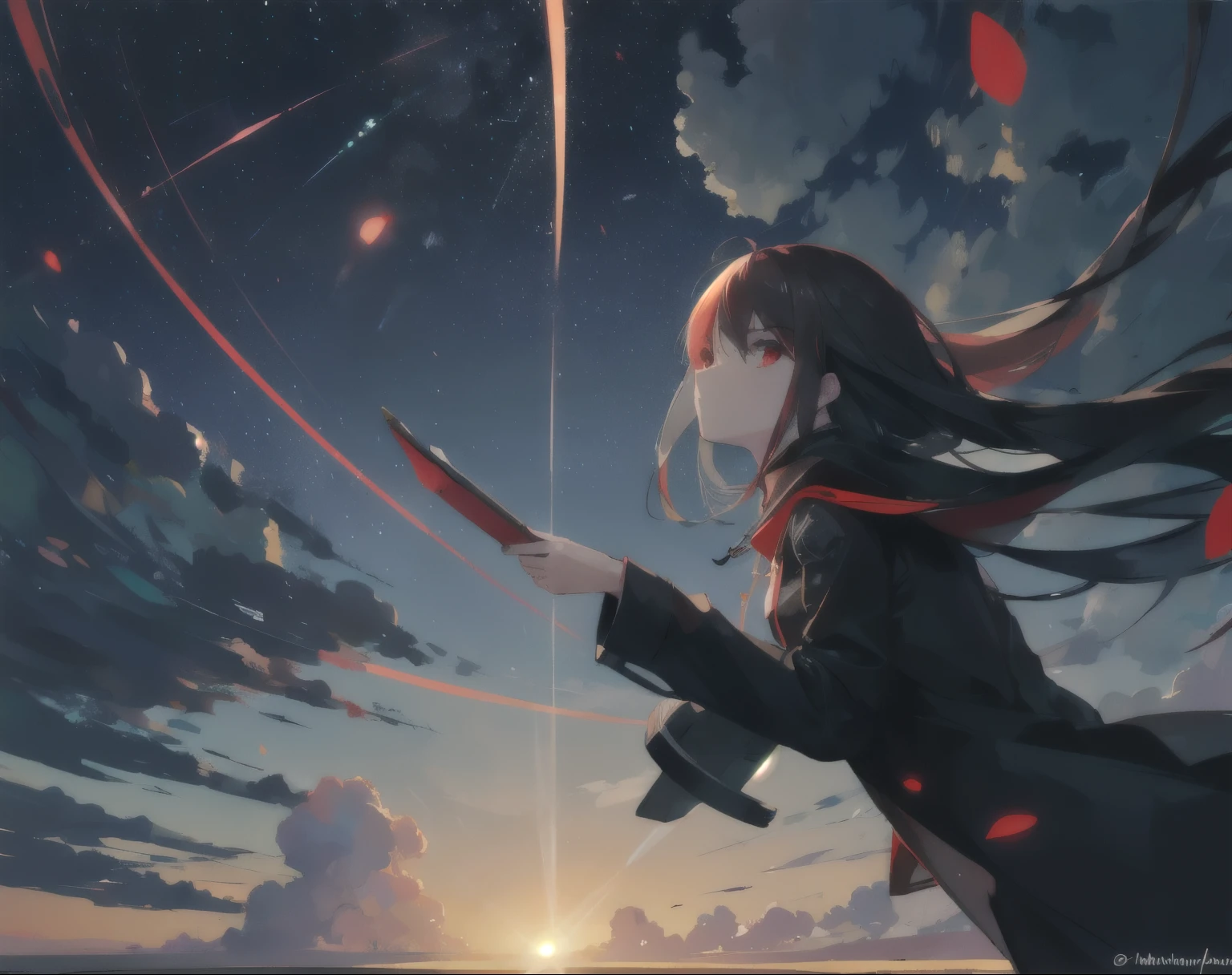 red eyes,clear,Sunny morning sun,Many bright stars,A lot of meteors,clear