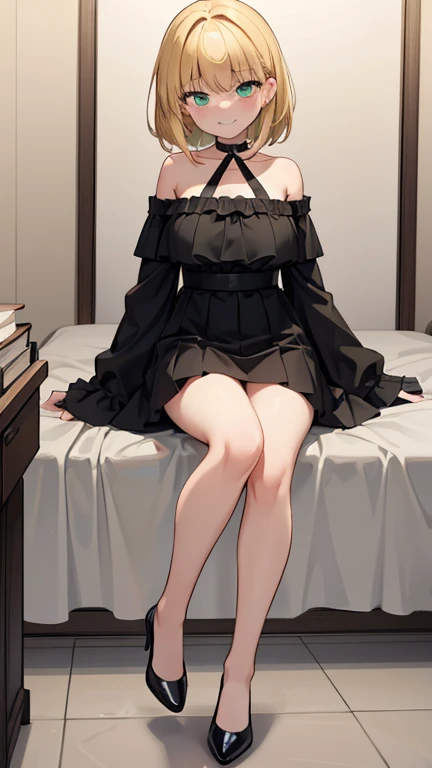 nsfw,1 girl, game CG, plain black T-shirt lift, white short skirt lift,hair scrunchie, panty liftgigantic breasts, blonde, middle hair, side ponytail, green eyes,dakimakura,full body,embarrassing,
