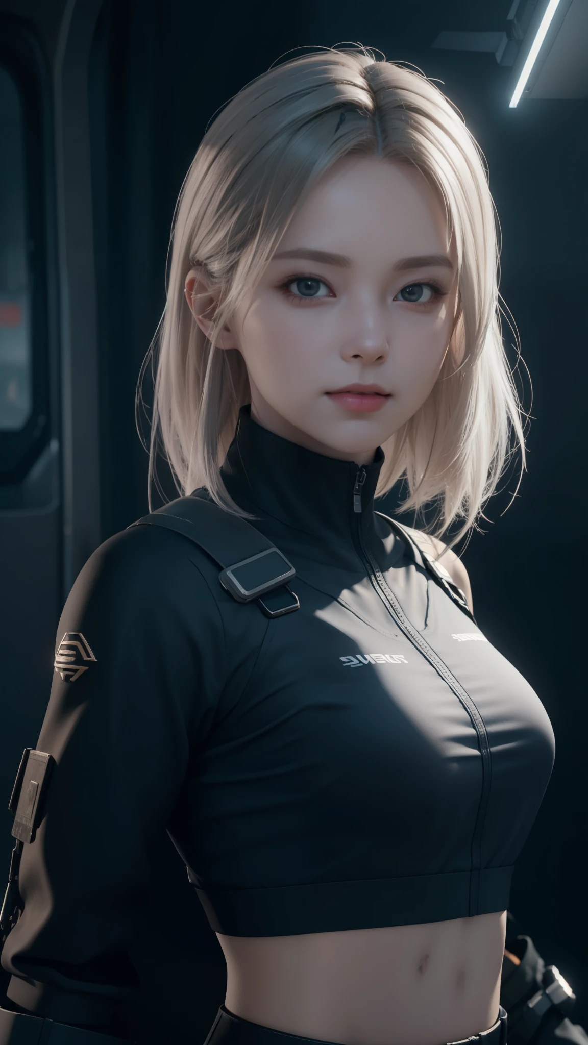 ((Best quality)), ((masterpiece)), (detailed:1.4), 3D, an image of a beautiful cyberpunk female,HDR (High Dynamic Range),Ray Tracing,NVIDIA RTX,Super-Resolution,Unreal 5,Subsurface scattering,PBR Texturing,Post-processing,Anisotropic Filtering,Depth-of-field,Maximum clarity and sharpness,Multi-layered textures,Albedo and Specular maps,Surface shading,Accurate simulation of light-material interaction,Perfect proportions,Octane Render,Two-tone lighting,Wide aperture,Low ISO,White balance,Rule of thirds,8K RAW,