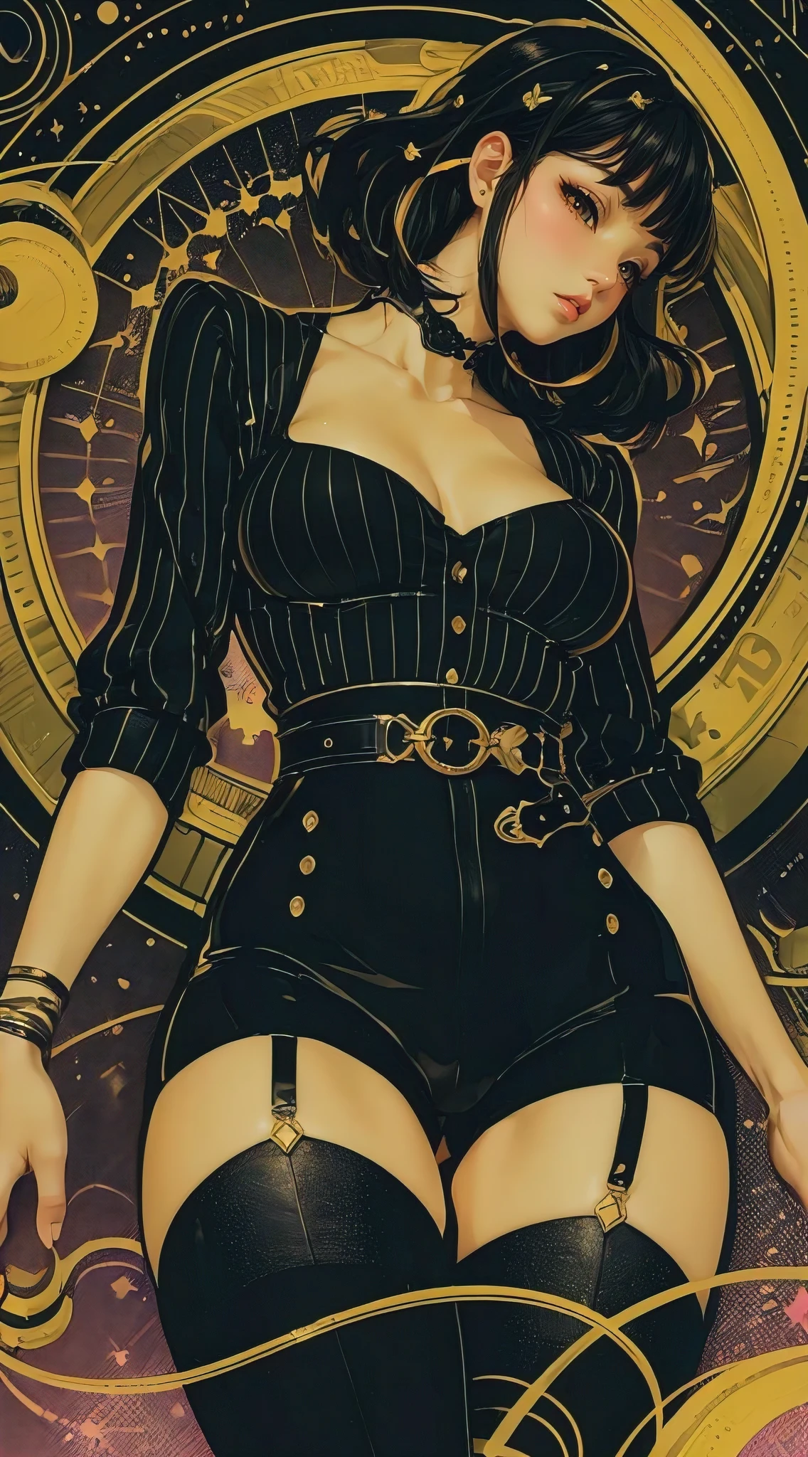 (best quality,4k,8k,highres,masterpiece:1.2),ultra-detailed,(realistic,photorealistic,photo-realistic:1.37),illustration by artgerm and gerald brom, attractive woman, perfect body, (big breasts), hyperfeminine curves, cute and playful pose, vibrant, expressive