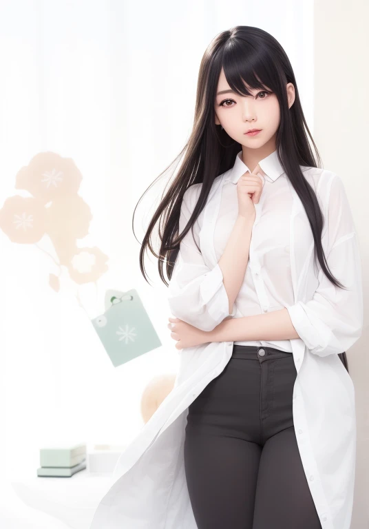 1 girl, Hishiro Chizuru, Realistic, Ultra Details, Long Hair, Black Hair, Green Eye, Sexy, Body Perfect, 70mmlens