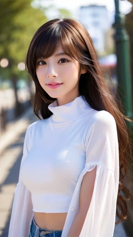 (realistic lighting、highest quality、8K、masterpiece:1.3))、 With a Female Friend)(2 females)concentrated:1.2、1 girl、perfect body beauty:1.4、slim abs:1.1、((dark brown hair))、(white turtleneck、No sleeve)、(outside the house、night:1.1)、、double eyelid、super beautiful photos、(With a Female Friend)(2 females)、real japanese people々、So cute、So cute