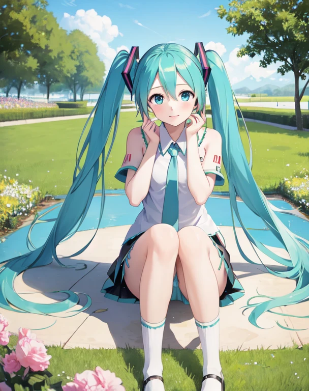 masterpiece, best quality, 1girl, hatsune miku, peeing