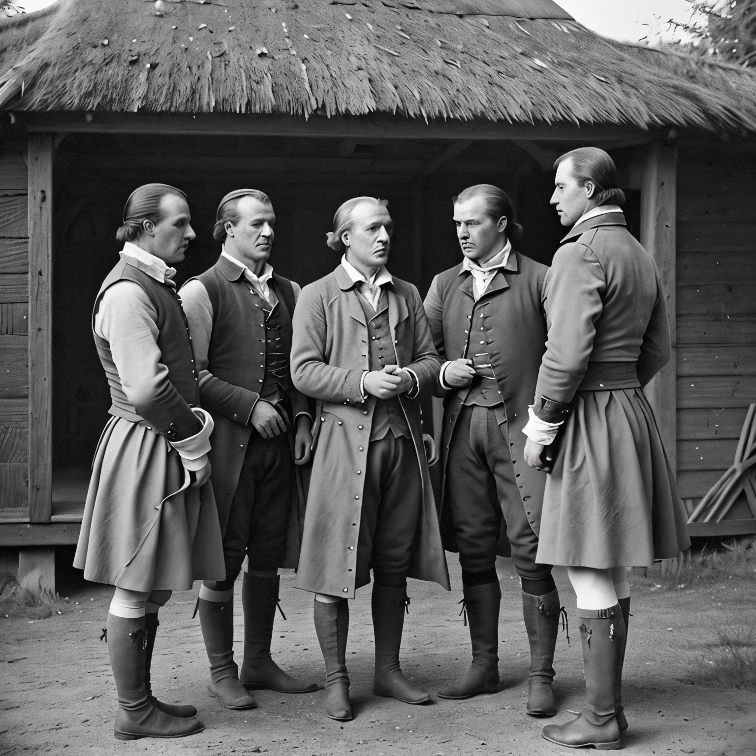 a group of german men focus on the character