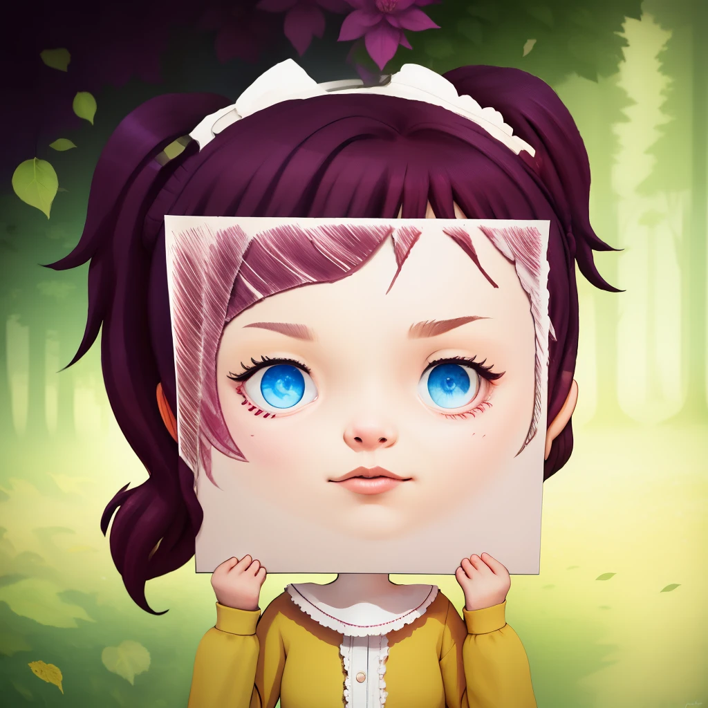 (masterpiece, best quality:1.2), 1 girl, alone,Paper on face