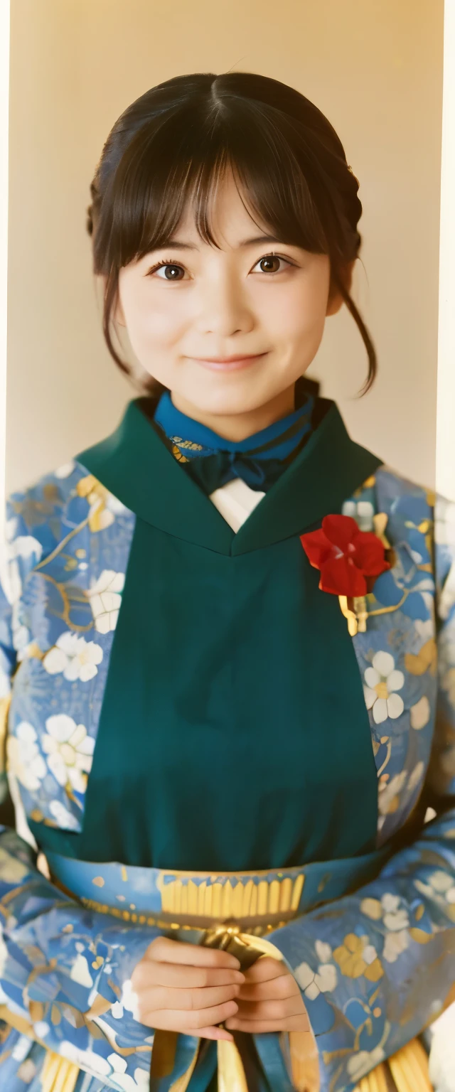 Adult japanese female wearing western dress. She is extremely small stature. Her looks like association ball. 1964. Japan, Kashihara. color slide film.