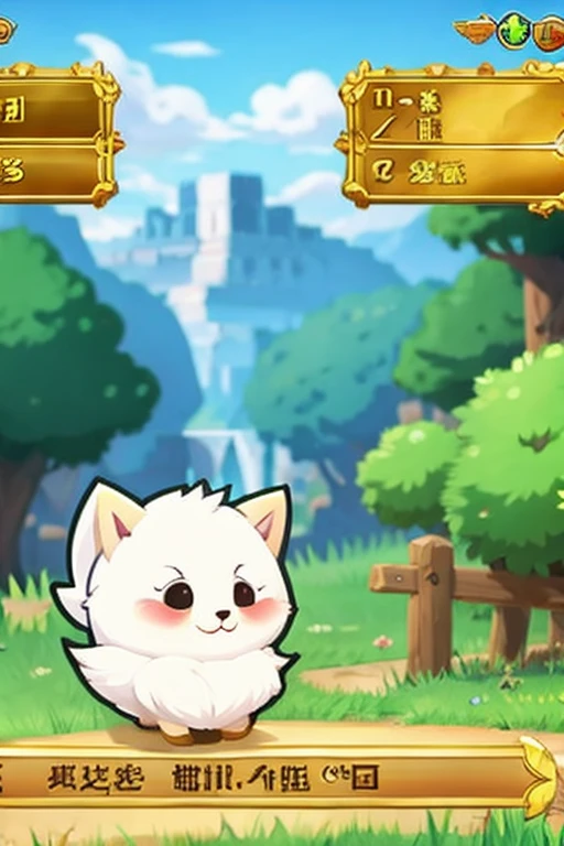 pomeranian,white,２D Scroll,game,background through,cute