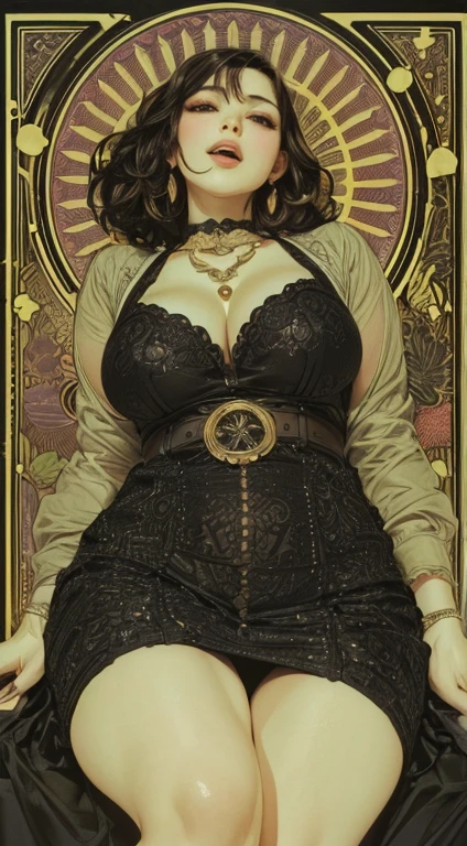 (best quality,4k,8k,highres,masterpiece:1.2),ultra-detailed,(realistic,photorealistic,photo-realistic:1.37),illustration by artgerm and gerald brom, attractive woman, perfect body, (big breasts), hyperfeminine curves, cute and playful pose, vibrant, expressive