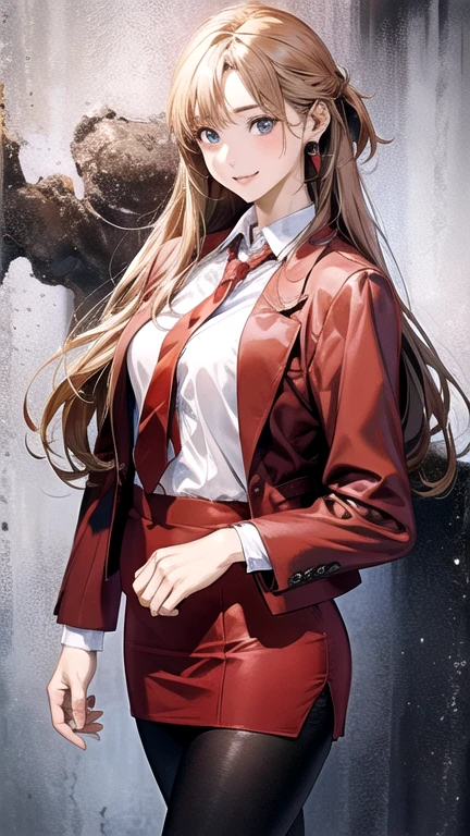 (masterpiece:1.2, highest quality), (realistic, photorealistic:1.4), beautiful illustrations, (natural side lighting, movie lighting),
looking at the viewer, 1 female, Japanese, 22 years ago, High School Teacher, perfect face, Cute symmetrical face, shiny skin,
Asuna Yuki, (medium breasts, seductive thighs, big ass), earrings,
beautiful hair, beautiful face, detailed and beautiful eyes, beautiful clavicle, beautiful body, beautiful breasts, beautiful thighs, beautiful feet, beautiful fingers,
(((Red blazer jacket, (Wear your jacket properly), Red pencil skirt, white collared shirt, Red tie)), black pantyhose), high heels, Black Bag,
(beautiful scenery), morning, riverside, Cherry Blossom, Are standing, put your hand on your hair, (cute smile, upper eye, open your mouth),