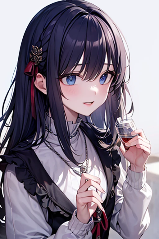 masterpiece_portrait, distinct, distinct_image, high_resolution, highres, high_quality_anime, high_quality, hyper_detail, finely_detailed, best quality, masterpiece, high resolution, 1 woman, white dress, black hair, blue eyes, hair accessories, necklace, bijouterie, beautiful face, beautiful body, Tyndall effect, realistic, edge lighting, two tone lighting, (high detail skin: 1.2), 8,000 UHD, DSLR, soft light, shining, high quality, volumetric lighting, candid, picture, high resolution, 4K, good quality, exciting atmosphere, Sacred, angel, white wings, wings, praying, The smallest details, specific details, smiling