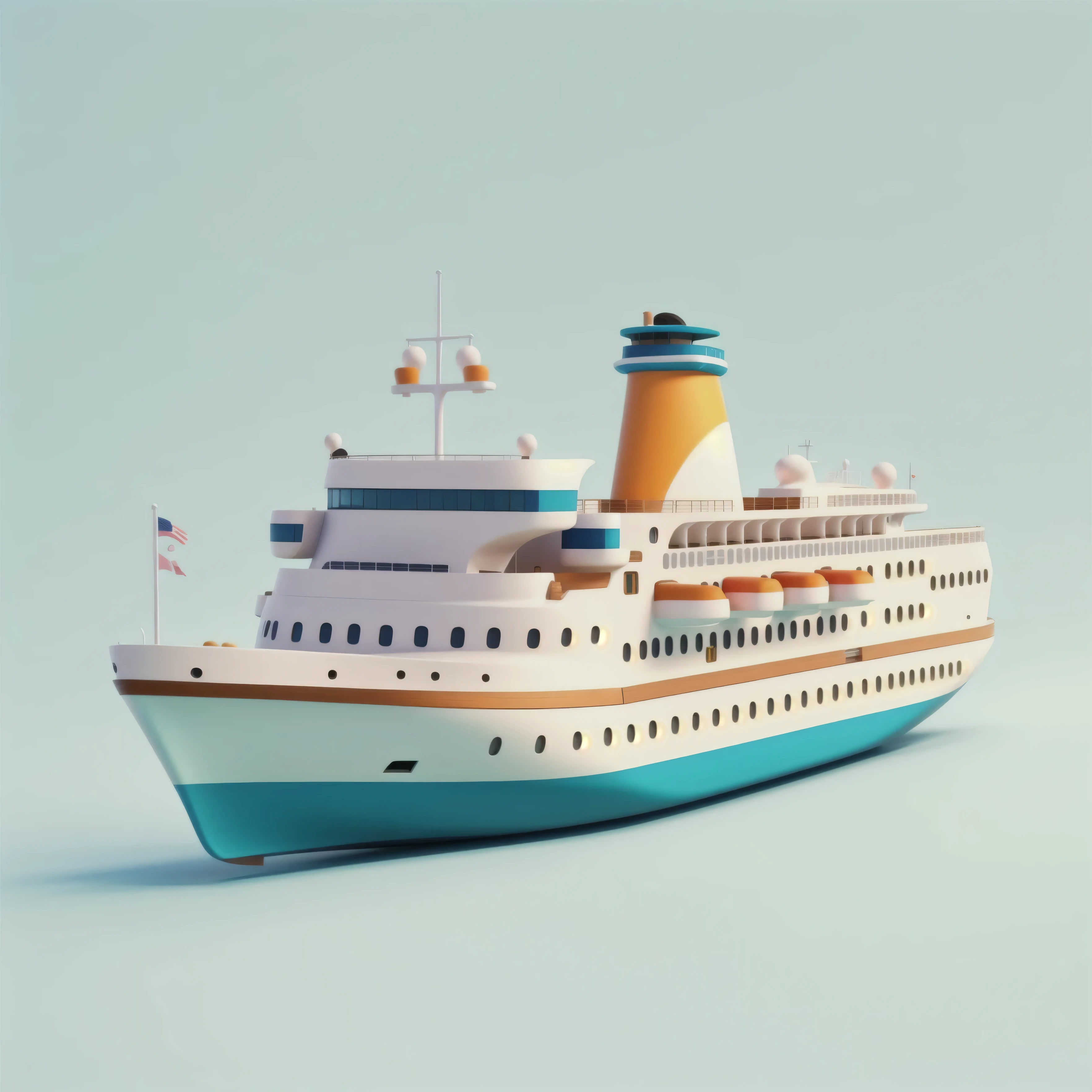 High resolution, best quality, 3d cruise ship，Cartoon