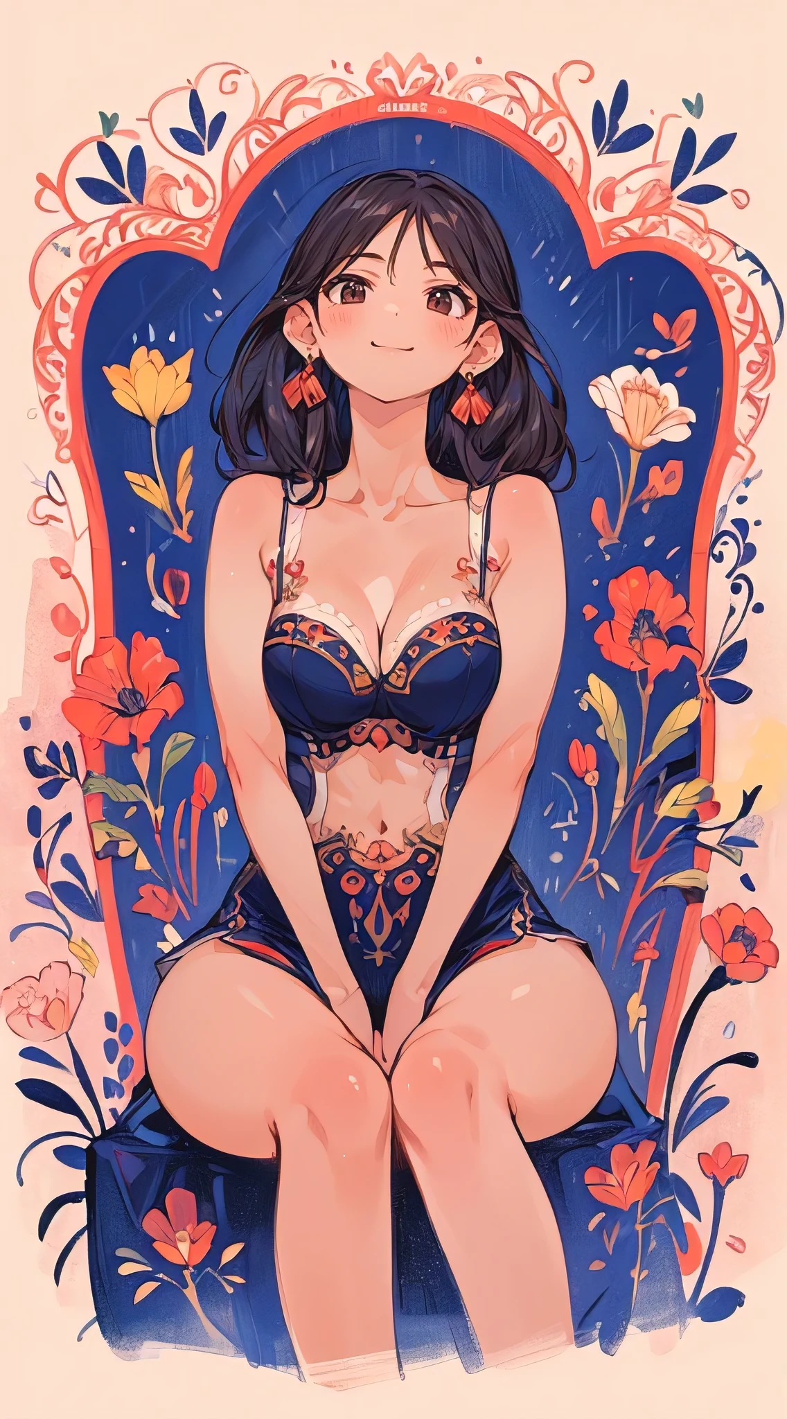 (best quality,4k,8k,highres,masterpiece:1.2),ultra-detailed,(realistic,photorealistic,photo-realistic:1.37),illustration by artgerm and alphonse mucha, attractive woman, perfect body, (big breasts), hyperfeminine curves, cute and playful pose, vibrant, expressive