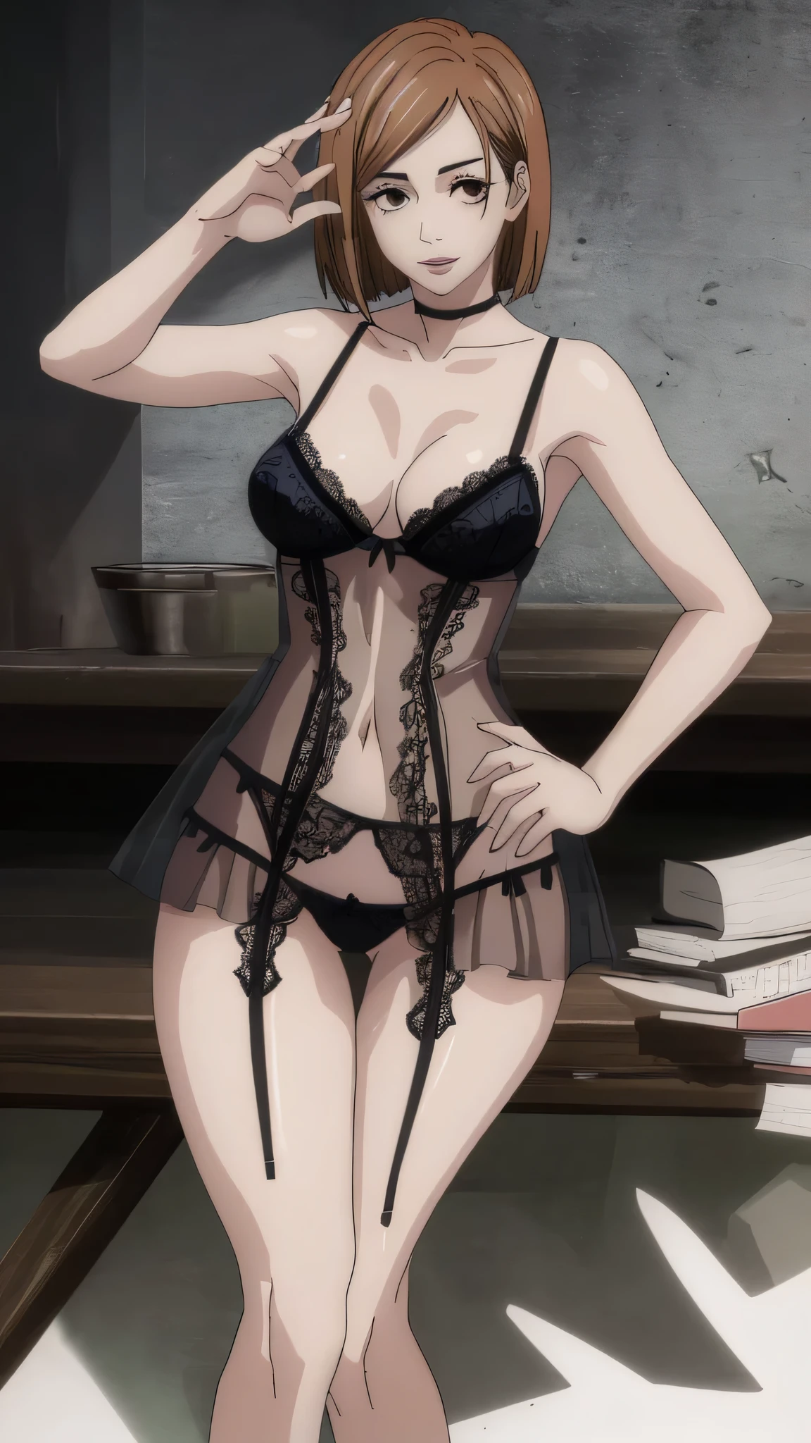 1mujer, hermosa, delgada, in lingerie