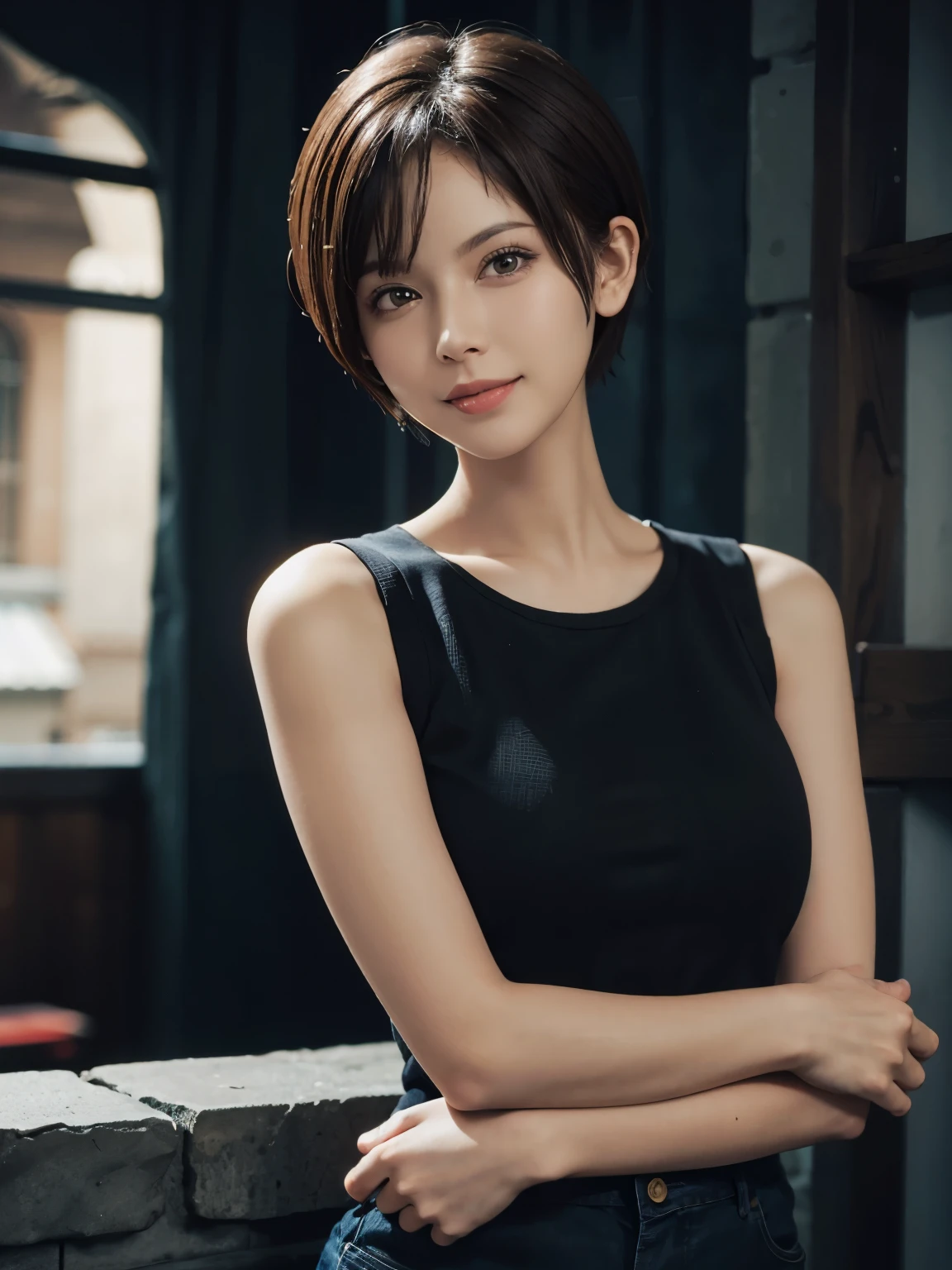 Mash short hair Short hair Pixie cut Smile Brown hair