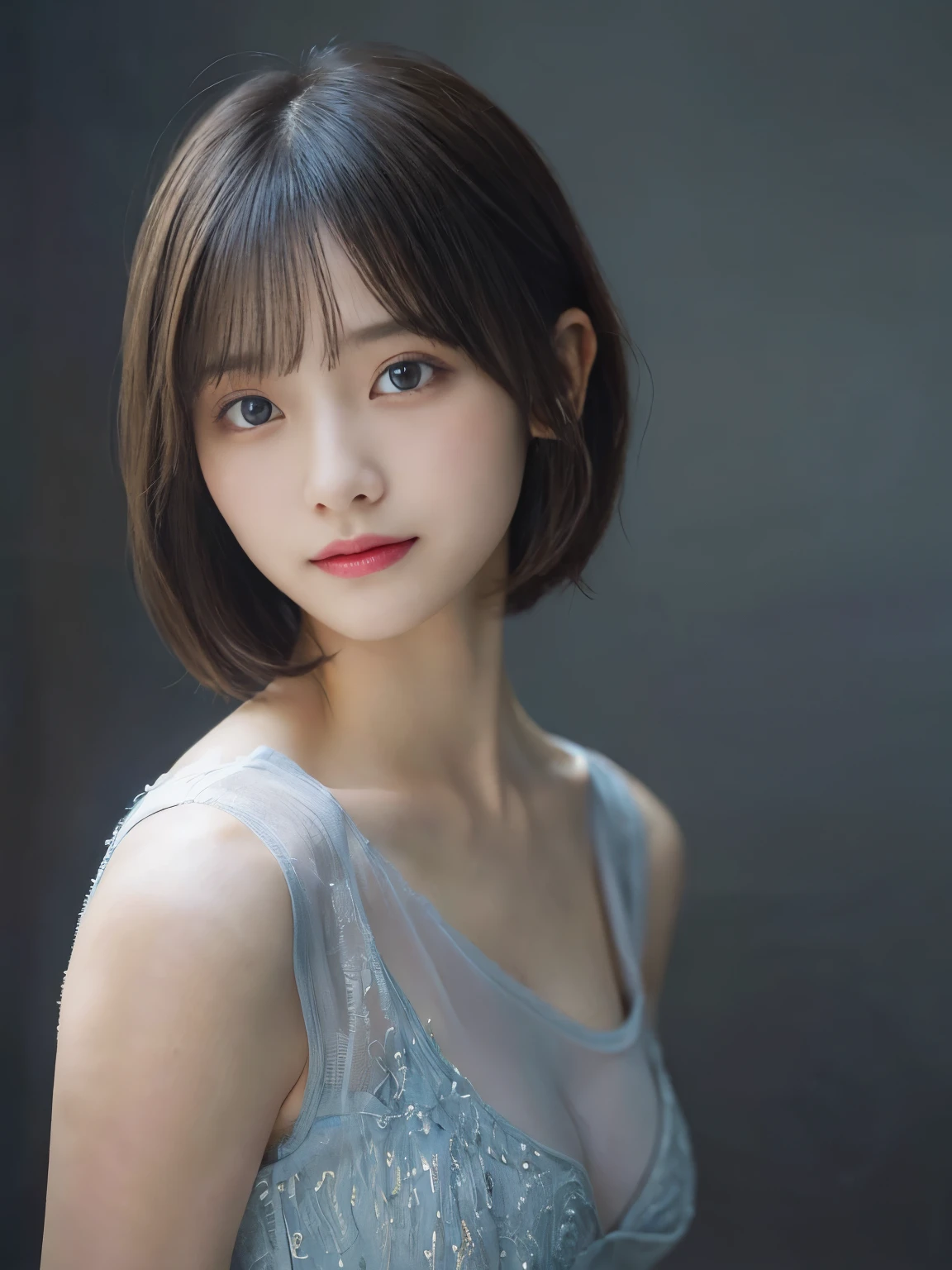 1girl in、real looking skin、(short hair:1.1)、ベリーショートshort hair、(Photoreal:1.1)、beautiful女性、revealing clothes、beauty salon、gray background、natural look,1 person standing、beautiful、beautiful woman、professional lighting、photon mapping、radio city、Physically based rendering、、gradient black hair、、shortcut、short curly hair、girl、highest quality images、High resolution、1080p、(sharp face)、(Detailed facial description)、(Detailed hand explanation)、(masterpiece)、(Detailed CG)、extreme light and shadow、messy hair、works of masters、Rich details、(detailed facial features)、(highest quality imagesmasterpiece)、(fine eyes)、look forward to, with the collarbone in mind、light blue lingerie、、small breastsの体、slim、下着姿の日本人の19歳のgirl。sheer lace lingerie。with the highest quality、Shining beautiful skin、beautifulな眼、small breasts。thin shoulders、small breasts、thin waist、thin butt、beautiful太もも、thin thighs。small ass。thin waist。thin butt、thin waist、Underwear that bites into、professional writing、fingers naturally、messy hair、sexy pose、If you stick your butt out, there will be a gap between your legs.。whole body。thin legs、thin legs。barefoot、show the inside of the thigh、spread your legs。