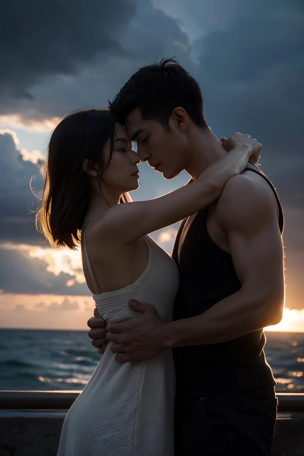 The protagonists sit huddled together, supporting and encouraging one another as they confront their challenges side by side. With a backdrop of warm lighting and an atmosphere of comfort, their tightly clenched fists and looks of trust exchanged between them embody the strength of unity - signifying that no matter the time or place, they have each other for company, braving the storms and overcoming difficulties together.