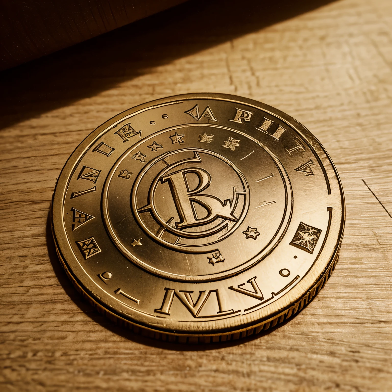 Cartoon style rpg coin illustration with farme generated name written on the coin