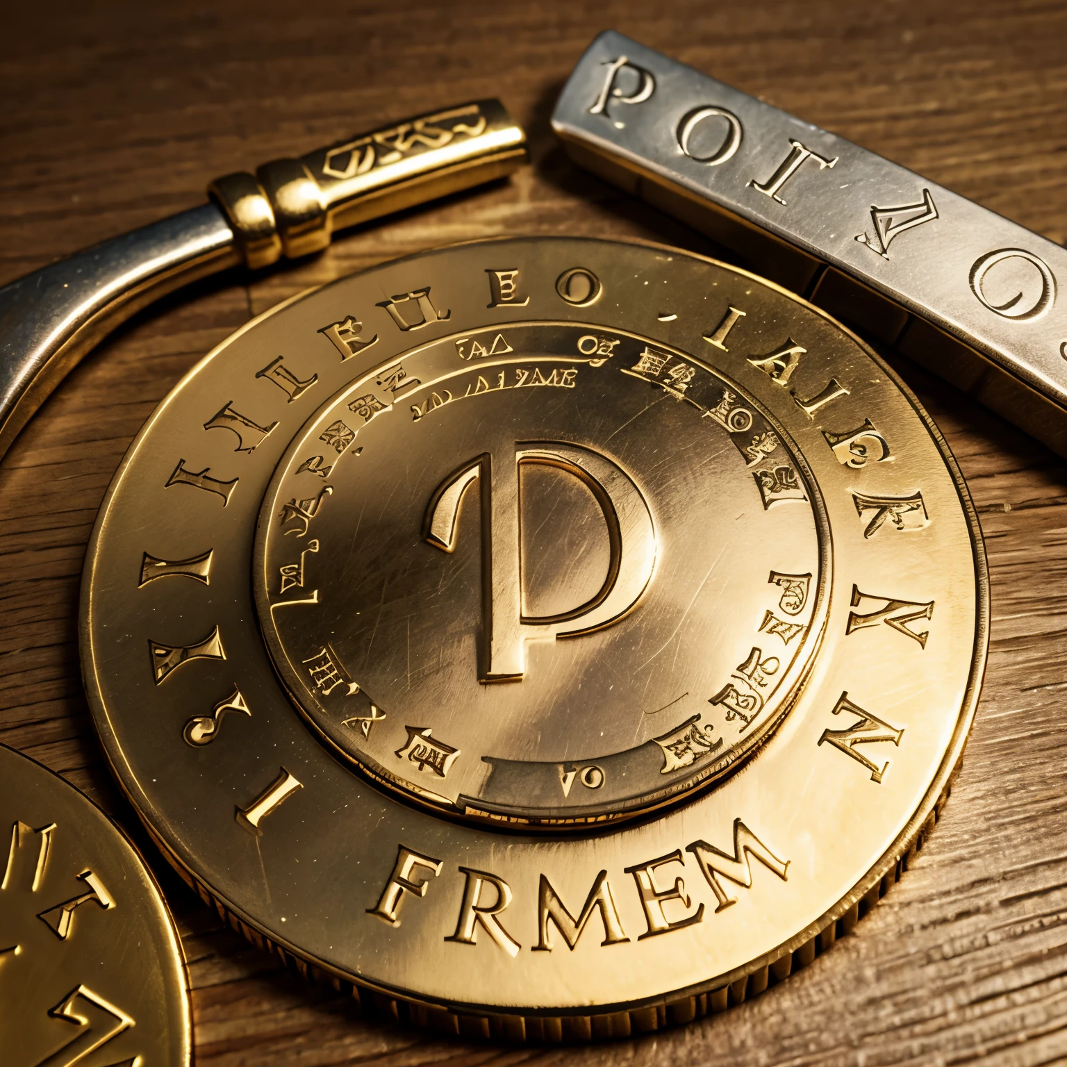 Cartoon style rpg coin illustration with farme generated name written on the coin