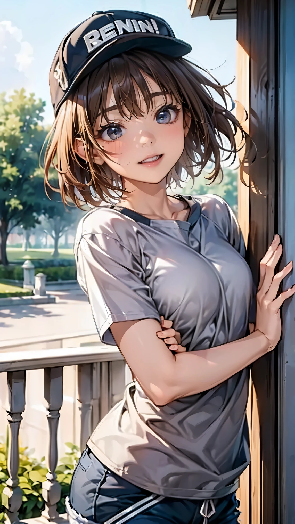 (Highest quality、8K、32k、masterpiece)、(Realistic)、(Photorealistic:1.2)、(High resolution)、Very detailed、Very beautiful face and eyes、1 Girl、Round and small face、Narrow waist、Delicate body、(close、Highest quality、High detail、Rich skin detail)、(Highest quality、8K、Oil paint:1.2)、Very detailed、(Realistic、Realistic:1.37)、Bright colors、(((Iは緑の髪をしています)))、(((Bust Shot)))、(((Side Tail Hair)))、(((smile)))、(((White wall background)))、(((White wall background)))、(((She has a happy expression)))、(((Teeth are visible)))、(((smileです)))、(((Wearing a navy blue T-shirt)))、(((It is a navy blue T-shirt with English letters on the chest...)))、(((Look straight ahead)))、(((The skirt is short)))、、(((I&#39;Touch your head with your right hand)))、(((You can see the Chinese characters tattoo on your chest.)))、(((I have a tattoo)))、Nipple erection、Showing her panties、20-year-old、