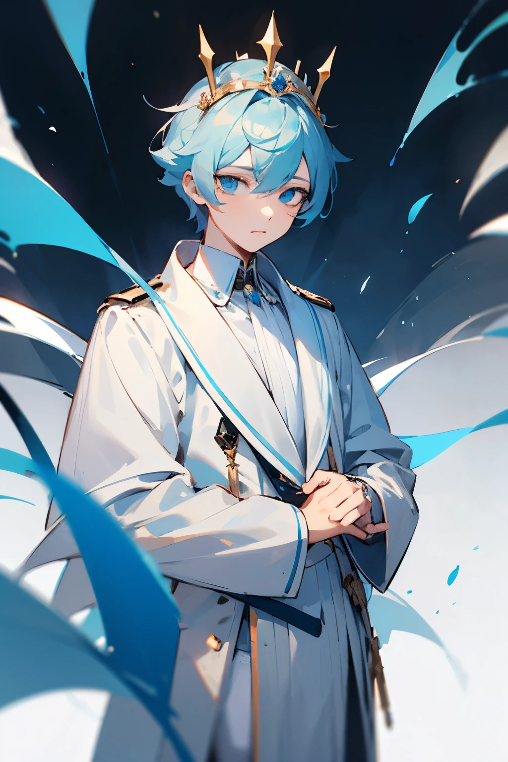 young people in white wear blue eye crowns boy