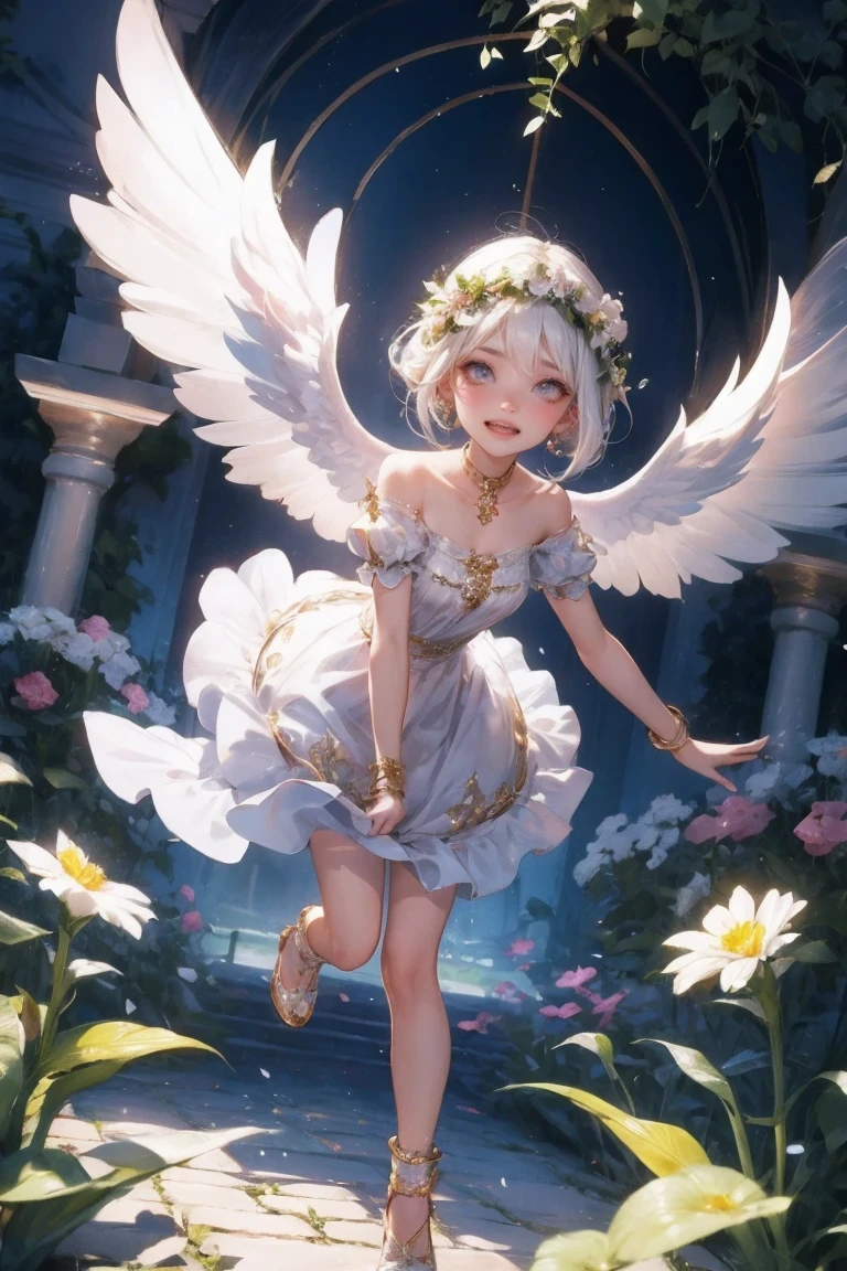 Angel Art, Everyone jumps, Smile, joy, Heaven, like, garden, happiness, Light, let