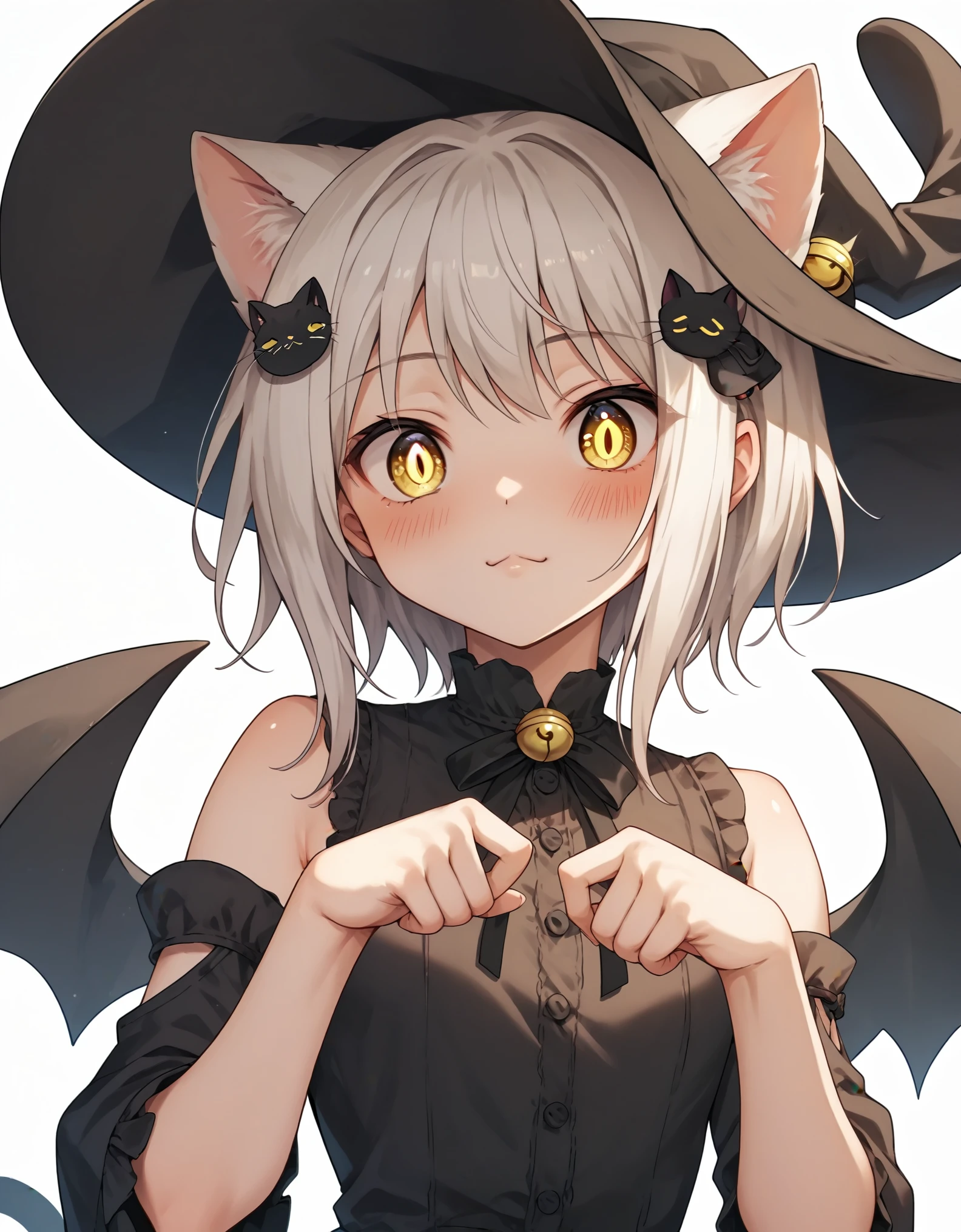 NSFW,7--old l、Young、Witch、Wearing a collar、Very beautiful and Shining Eyes、Shining Eyes、1 girl、Small breasts、Big Mouth、high school girl、Small breasts、Cat ear、Transparent pink short hair、