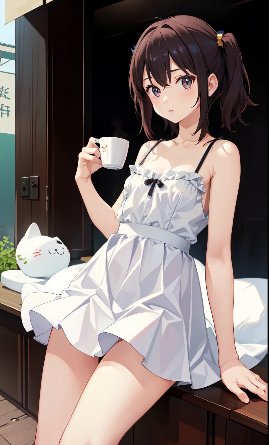 girl、かわいいgirl、（small breasts、A cup）、flat chest、skirt、camisole、