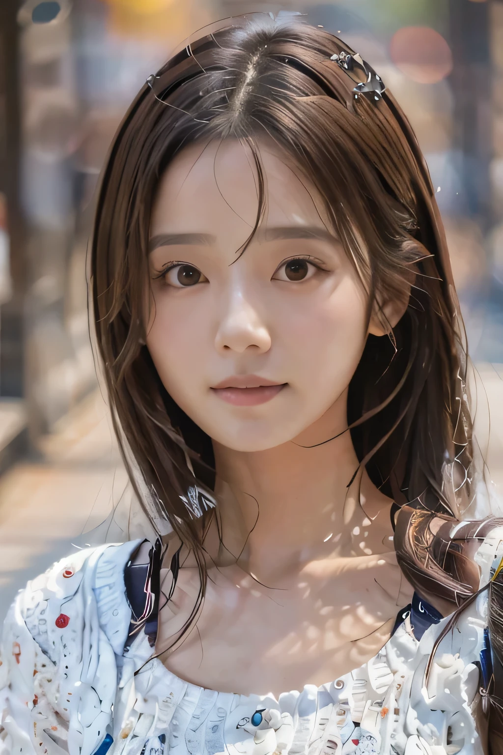 masterpiece, highest quality, Photoreal, Super detailed, finely, High resolution, 8k wallpaper, Professional, Advanced level of detail, 1 girl, thin japanese woman, ((facing the front)), detailed clavicle, perfect face, straight hair, (look straight at the camera)