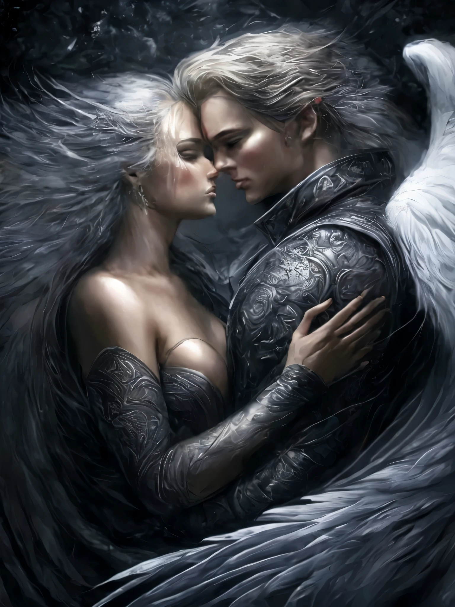 A young female vampire, beautiful, in a silver gown, cerberus in angel outfit, silver, realistic style - Variations (Strong)