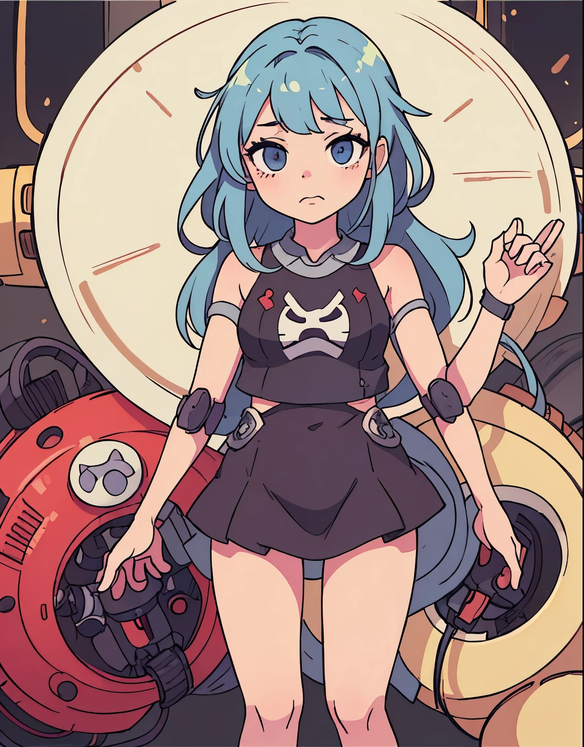 anime illustration, cute, Robot Beautiful Girl,Severe condition,Can&#39;t start,limb loss