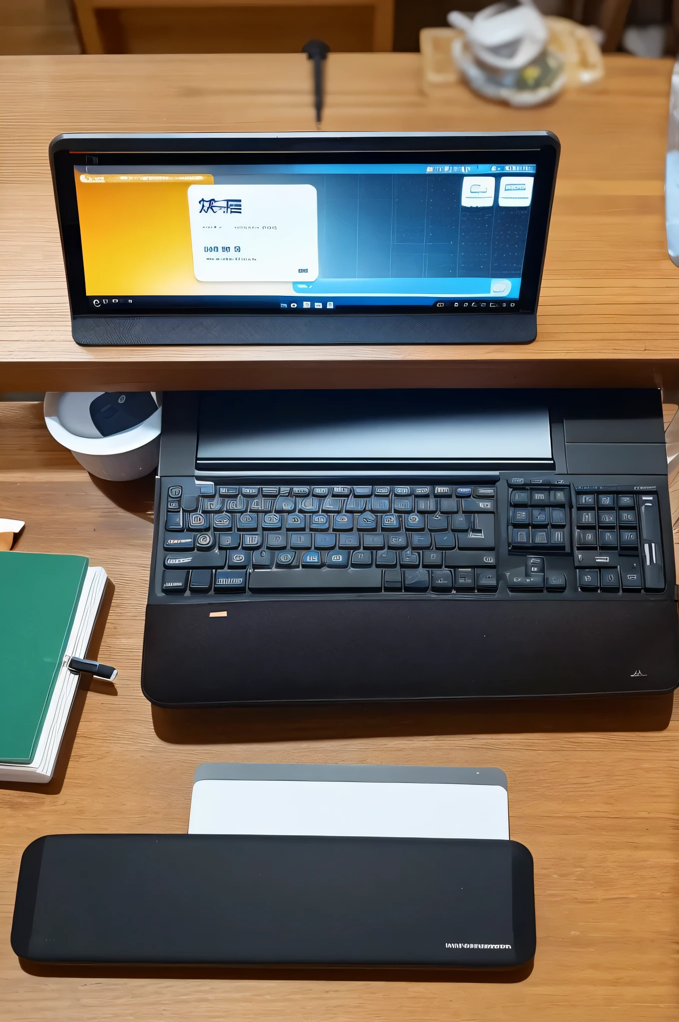 Personalized profile cover image on a freelance exchange is an effective advertising and promotion tool that influences the growth of service orders and customer loyalty. Picture a computer keyboard, mouse, notepad, pen, inkwell.