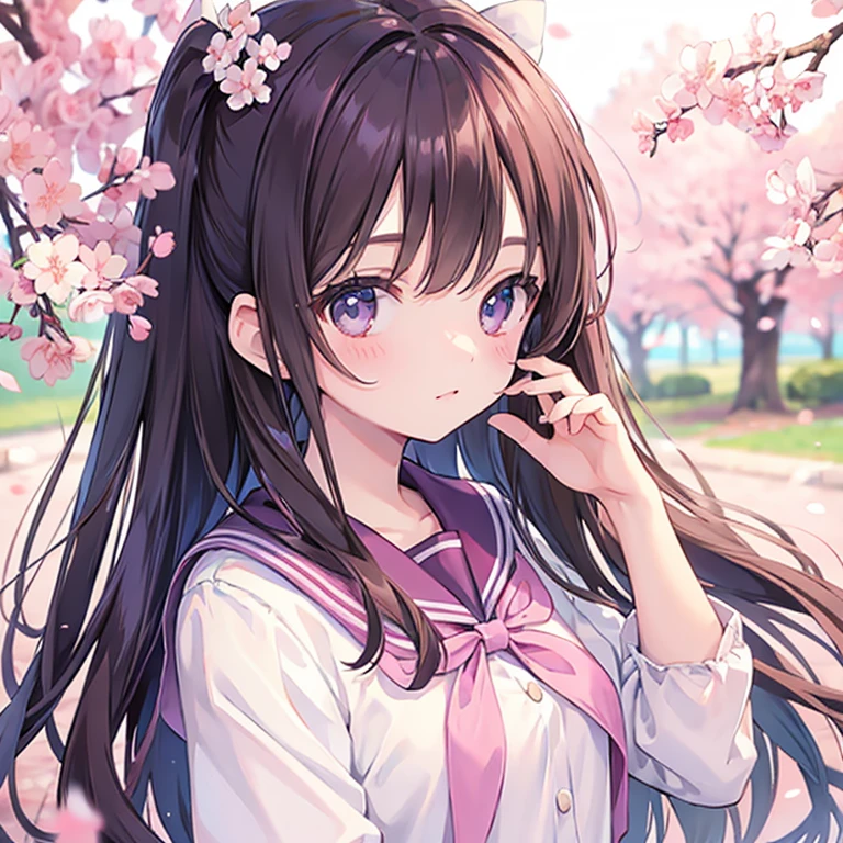 Beautiful girl uniform cherry blossom