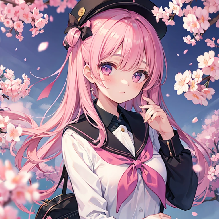 Beautiful girl uniform cherry blossom