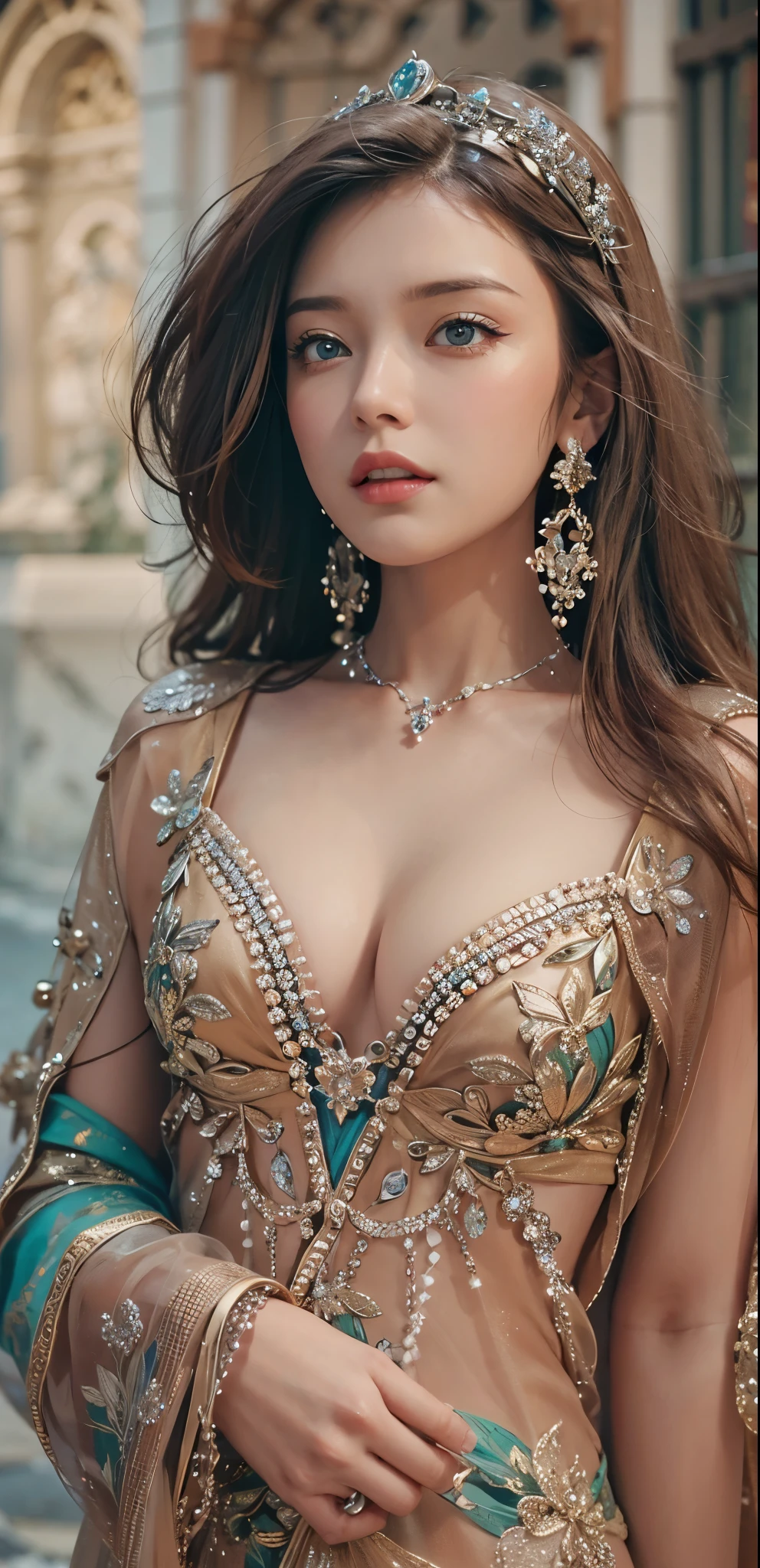 Creat a stunning girl wearing the world's most beautiful bress,